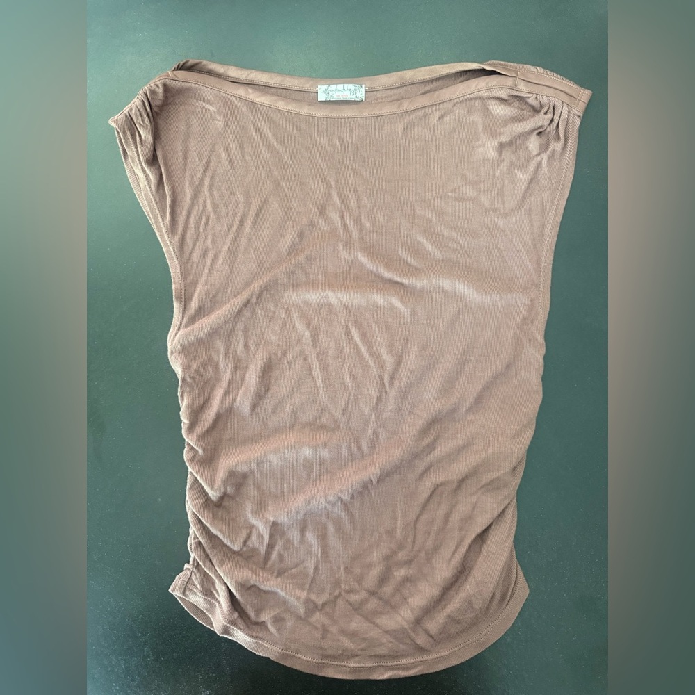 Free People Taupe Brown Scoop Muscle Tee